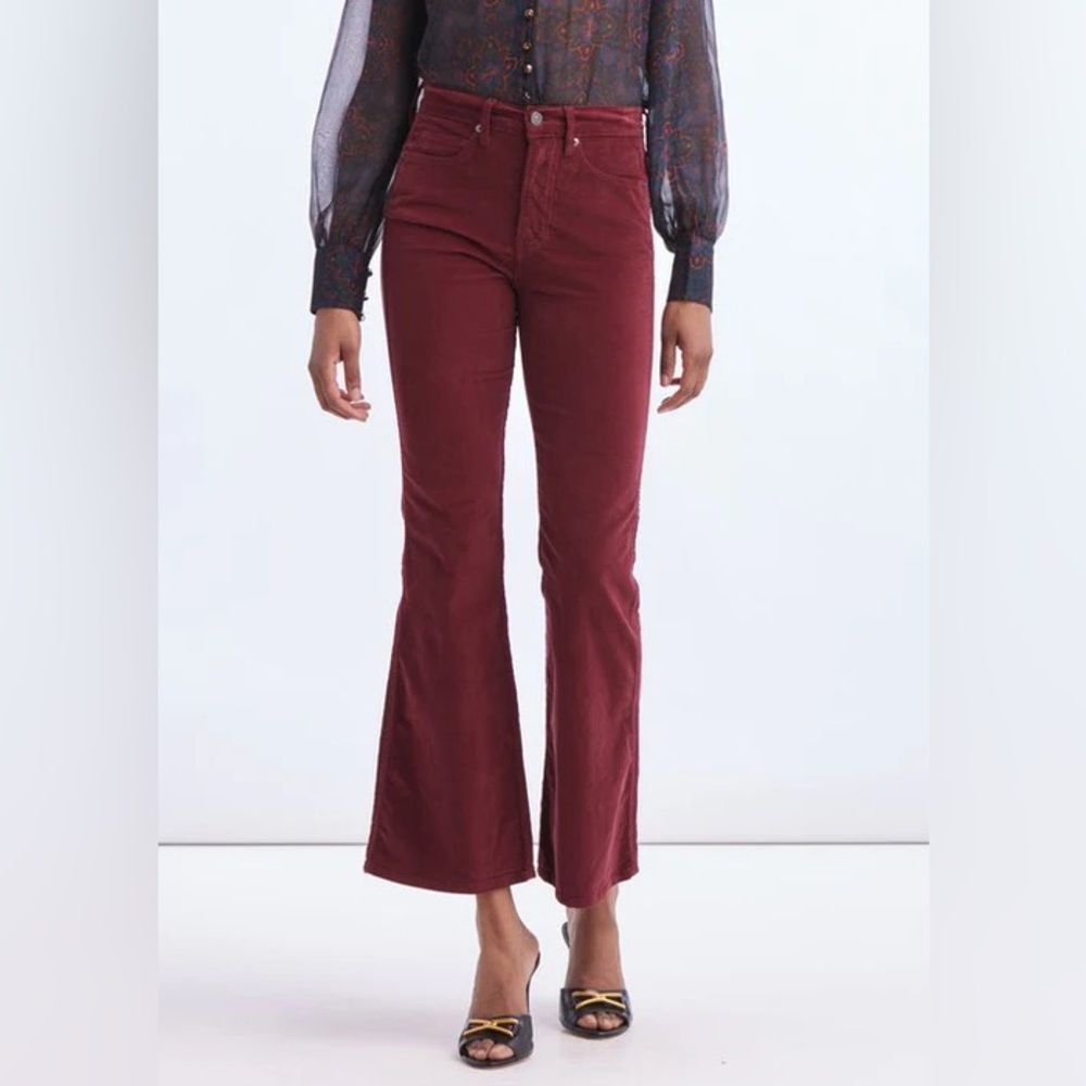 VERONICA BEARD • Carson ankle flare high rise pants - oxblood - size 25 - Picture 2 of 11